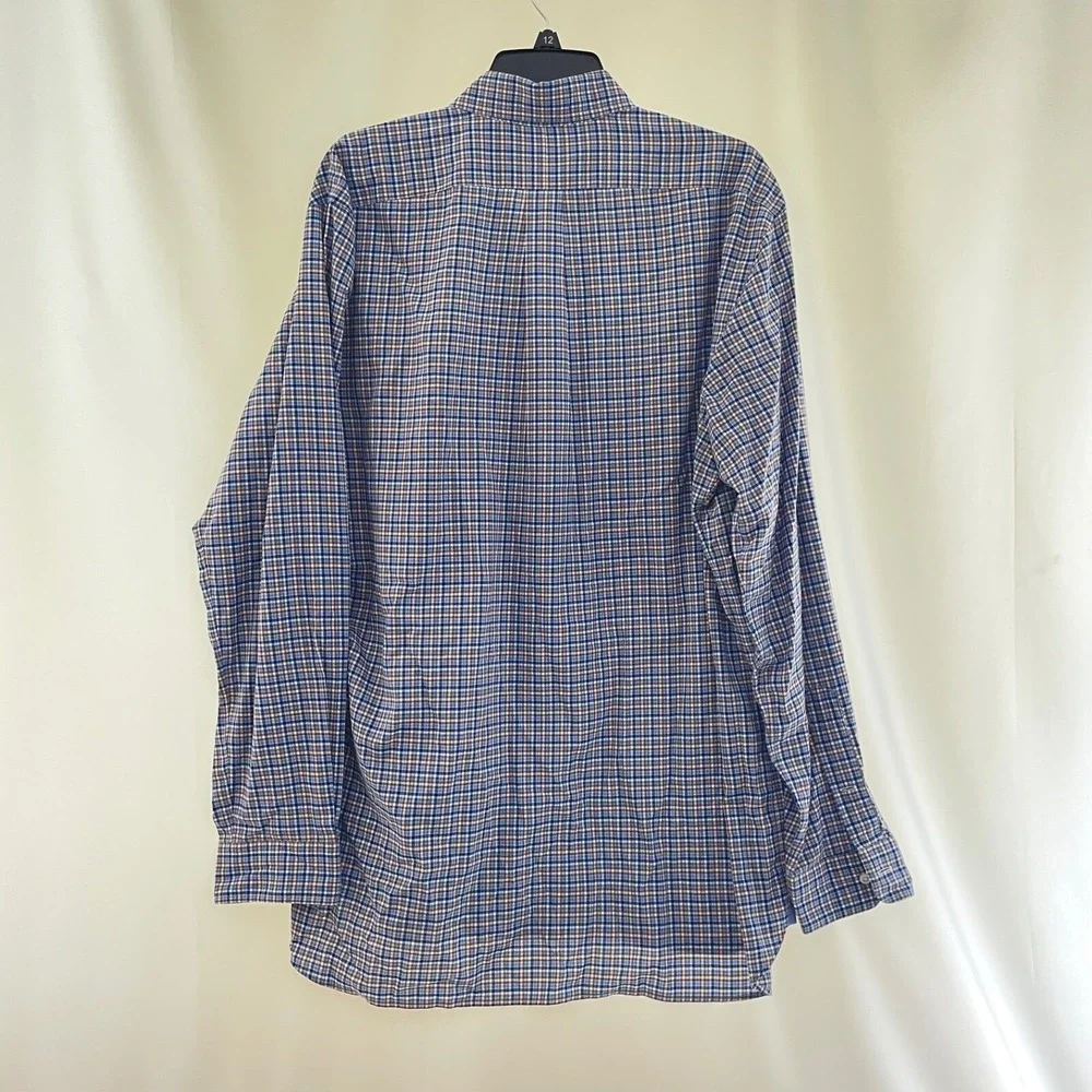 Polo Ralph Lauren Plaid Shirt Men L Blue Brown‎ Multicolor Long Sleeve Blue Pony